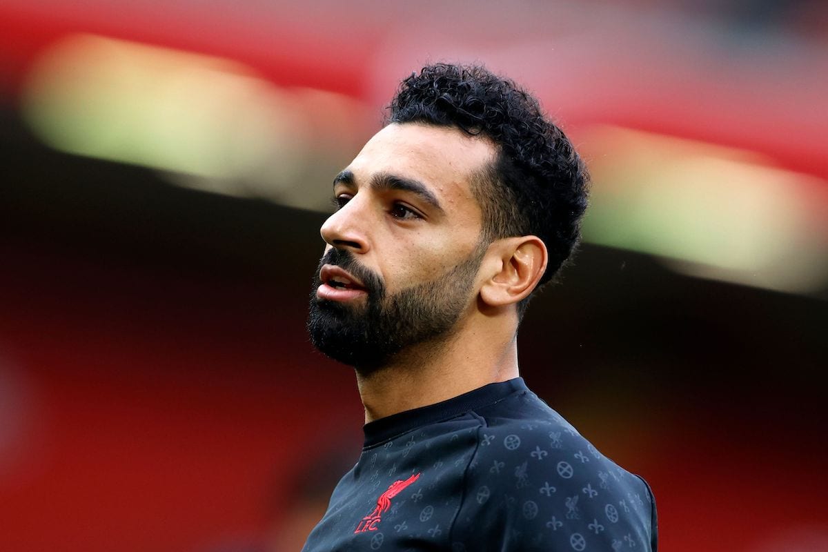 Liverpool's Egyptian midfielder Mohamed Salah looks on ahead of the English Premier League football match between Liverpool and Leeds United at Anfield in Liverpool, north west England on 12 September 2020. [PHIL NOBLE/POOL/AFP via Getty Images]