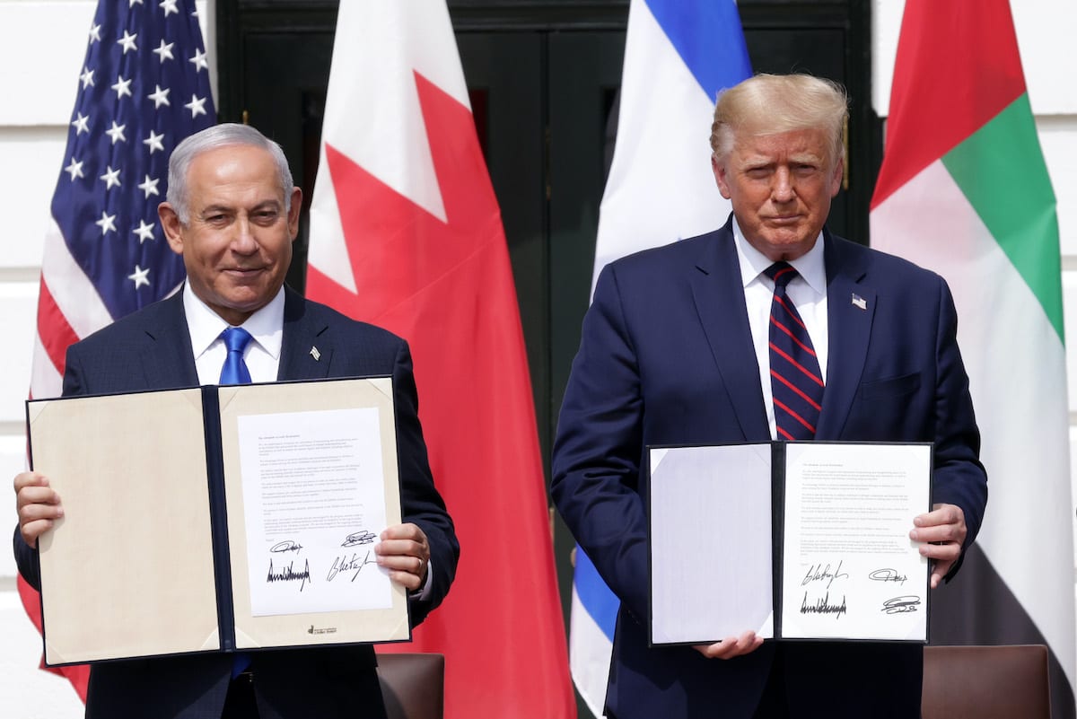 Prime Minister of Israel Benjamin Netanyahu and US President Donald Trump in the White House on September 15, 2020 in Washington, DC [Alex Wong/Getty Images]