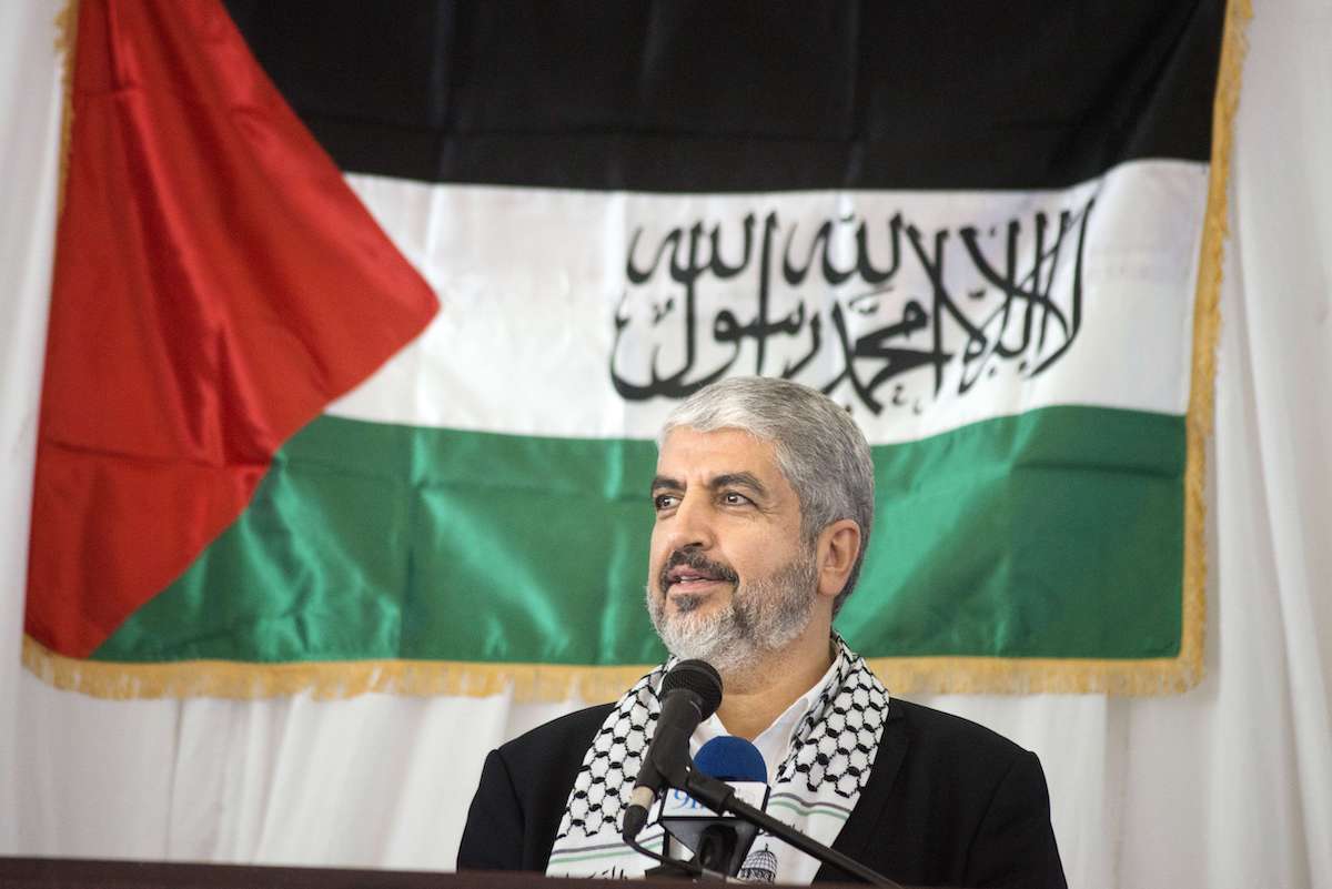 Khaled Meshaal, exiled leader of the Islamic Palestinian organization Hamas, addresses a rally in his honour on 21 October 2015, in Cape Town. [RODGER BOSCH/AFP via Getty Images]