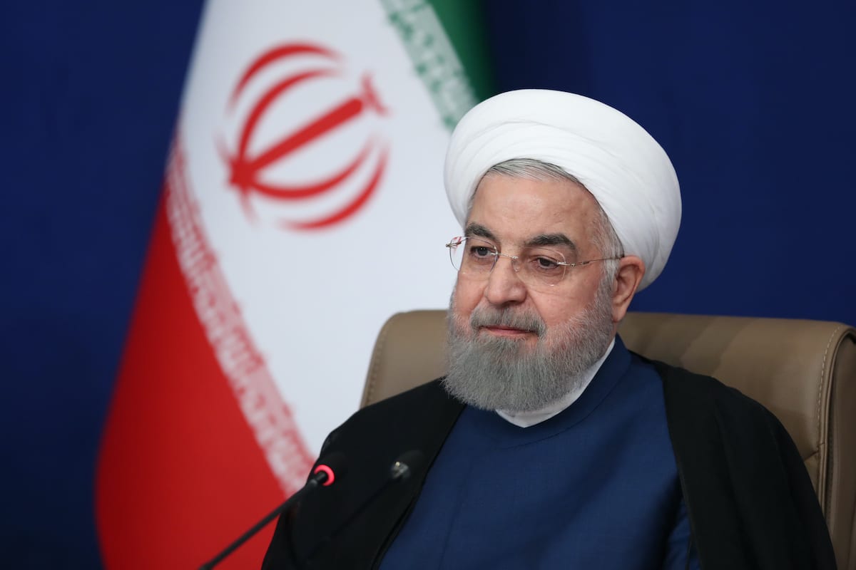 Iranian President Hassan Rouhani speaks on US sanctions on October 5, 2020 in Tehran, Iran [Iranian Presidency/ Handout/Anadolu Agency]