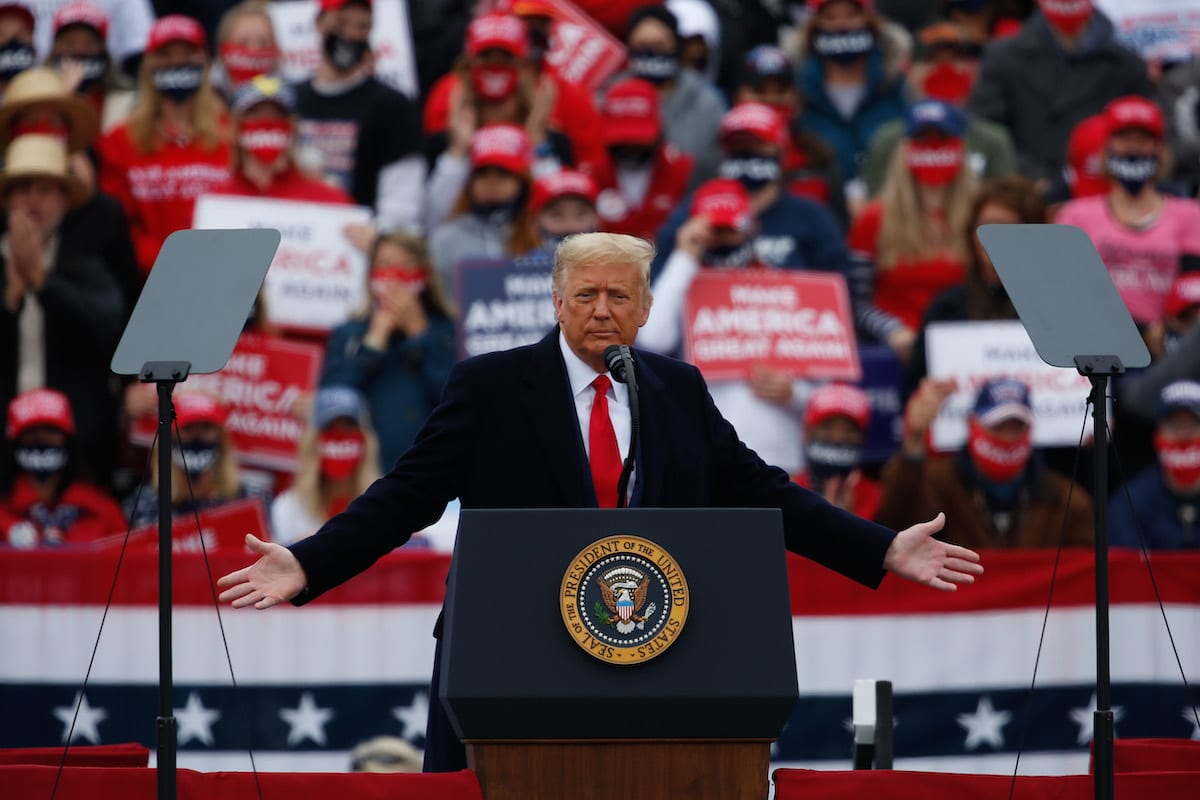 U.S. President Donald J. Trump hosts a campaign rally at the Lancaster Airport in Lititz, Pennsylvania on October 26, 2020 [Tayfun Coşkun - Anadolu Agency]
