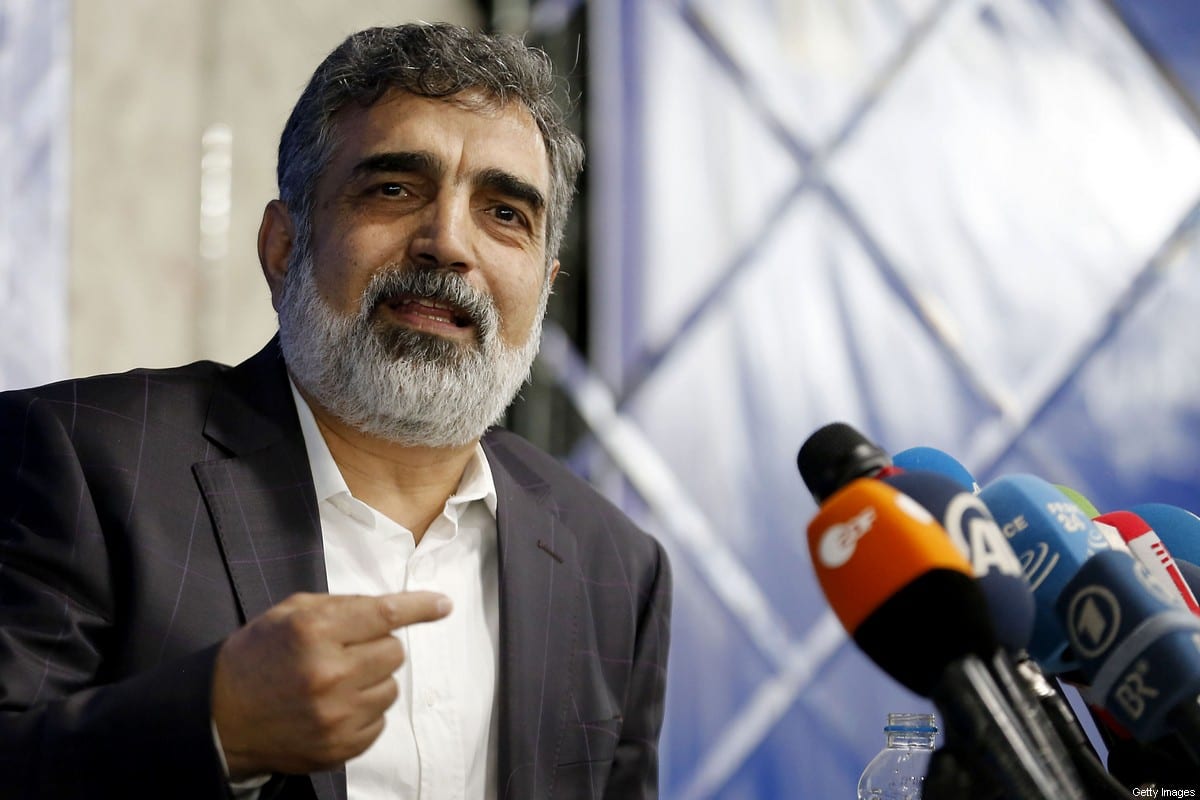 Spokesman of the Atomic Energy Organization of Iran (AEOI), Behrouz Kamalvandi answers the press in the capital Tehran on 17 July 2018 [ATTA KENARE/AFP/Getty Images]