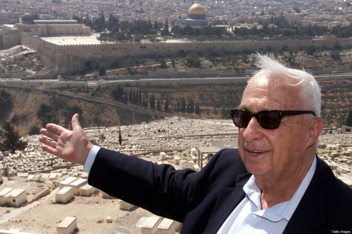Late opposition leader Ariel Sharon of the right-wing Likud on 24 July 2000 on the Mount of Olives [MENAHEM KAHANA/AFP via Getty Images]