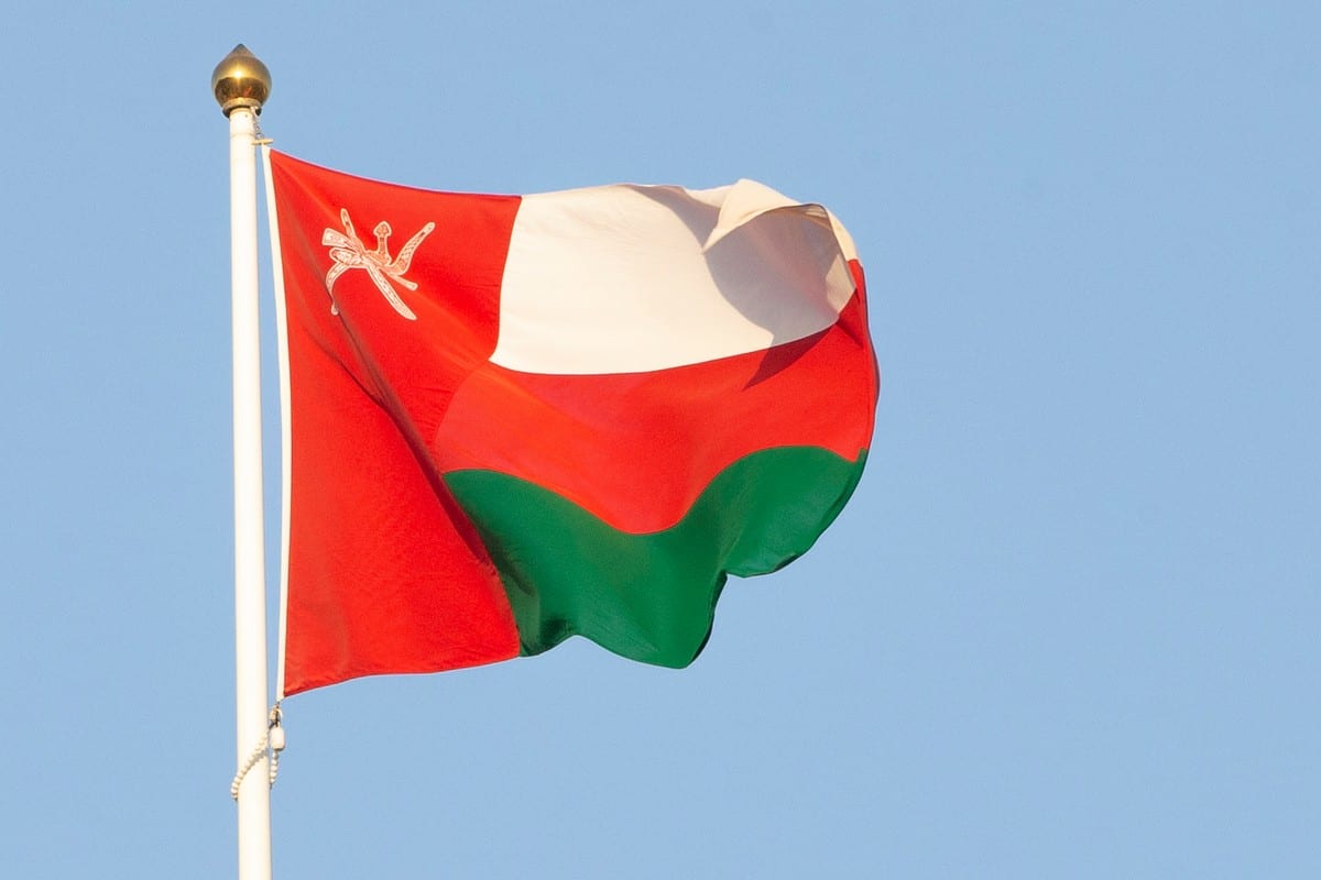 The Omani national flag waving in the wind in the capital Muscat on 18 September 2020 [HAITHAM AL-SHUKAIRI/AFP/Getty Images]
