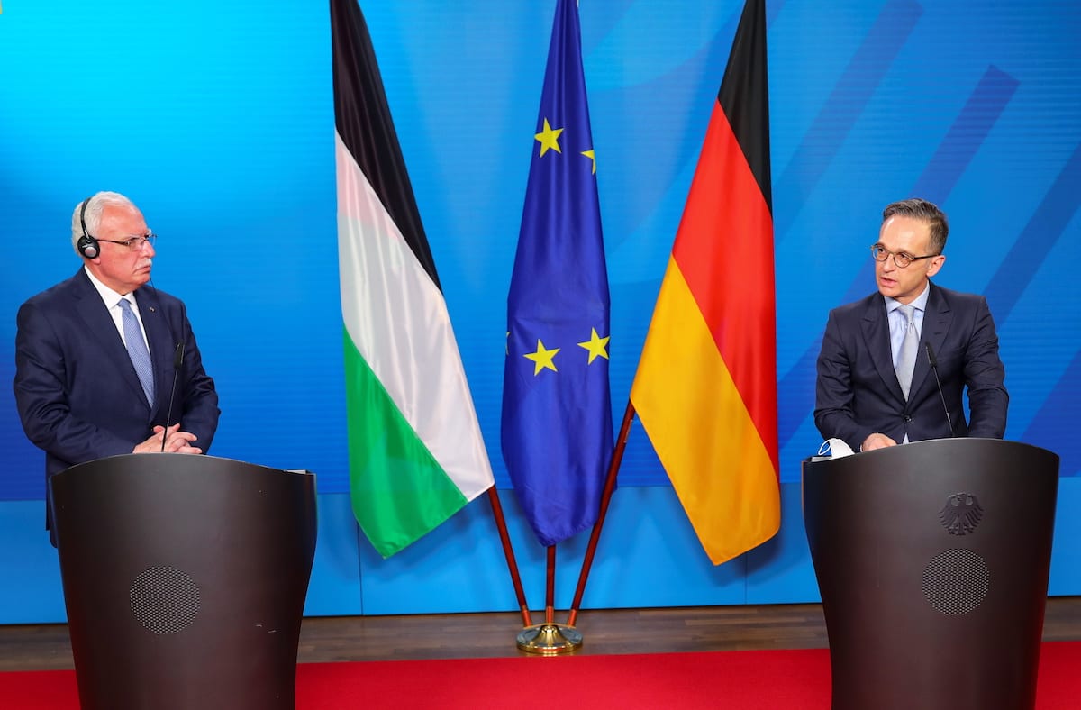 BERLIN, GERMANY - NOVEMBER 17: German Foreign Minister Heiko Maas and Palestinian Foreign Minister Riyad al-Maliki hold a press conference in Berlin, Germany November 17, 2020. ( REUTERS/Hannibal Hanschke/Pool - Anadolu Agency )