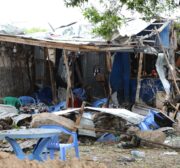 A view of the damaged area after a suicide bomber targeted a busy restaurant in Mogadishu, Somalia on 17 November 2020 [Sadak Mohamed/Anadolu Agency]