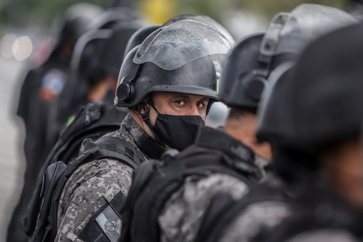 Brazilian police officers in Rio de Janeiro on 7 June 2020 [Andre Coelho/Getty Images]