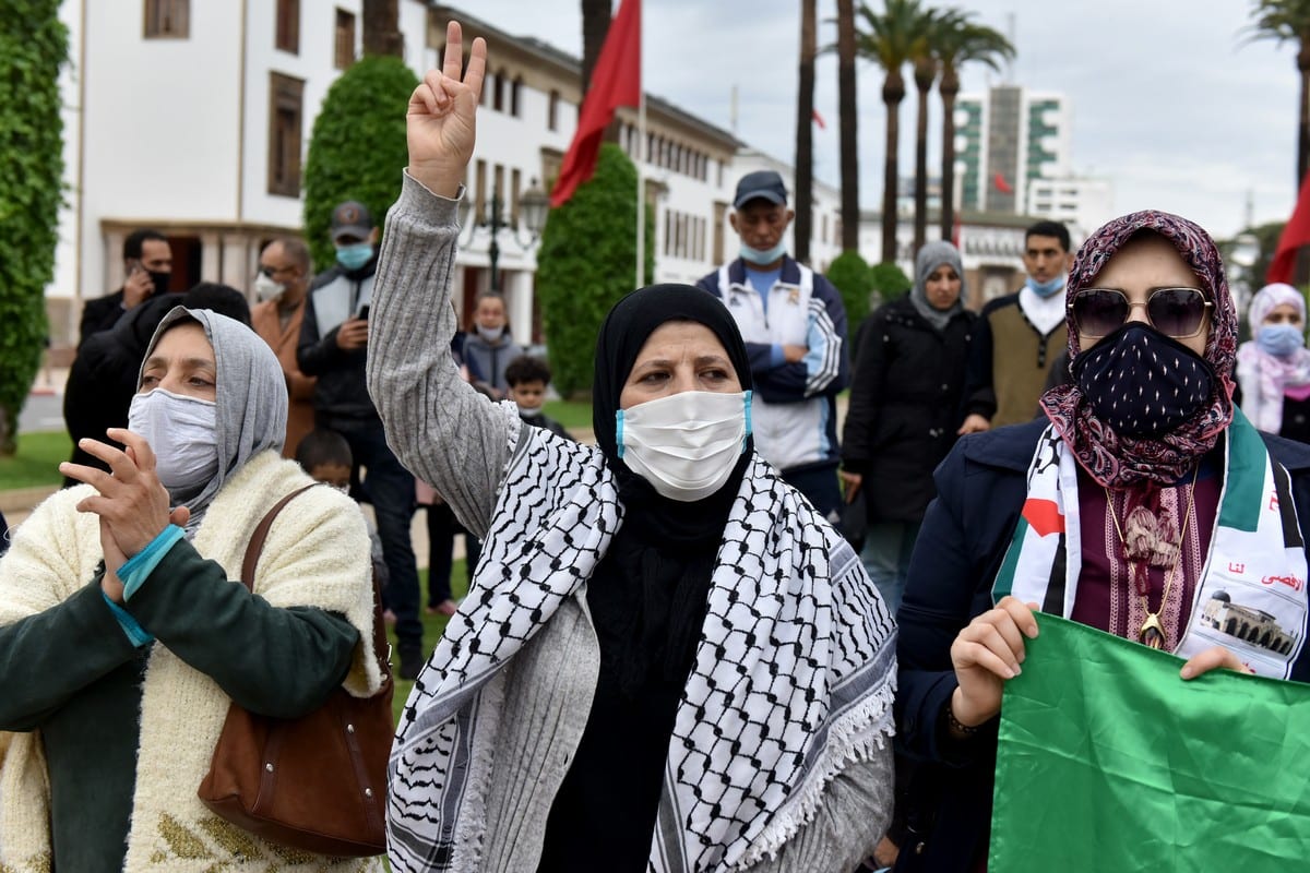 Moroccans protest the normalisation deal with Israel in Rabat, Morocco on 29 November 2020. [Jalal Morchidi/Anadolu Agency]
