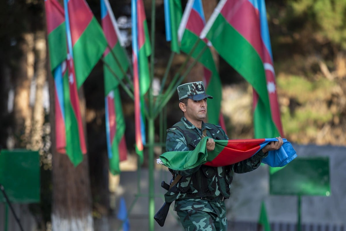 Azerbaijani military officers in Zangilan, Azerbaijan on 8 November 2020 [Arif Hüdaverdi Yaman/Anadolu Agency]