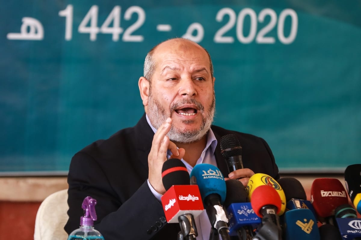 Senior Hamas official Khalil al-Hayya speaks during a meeting held under the name of 'National Developments' in Gaza city, Gaza on 1 December 2020. [Ali Jadallah - Anadolu Agency]