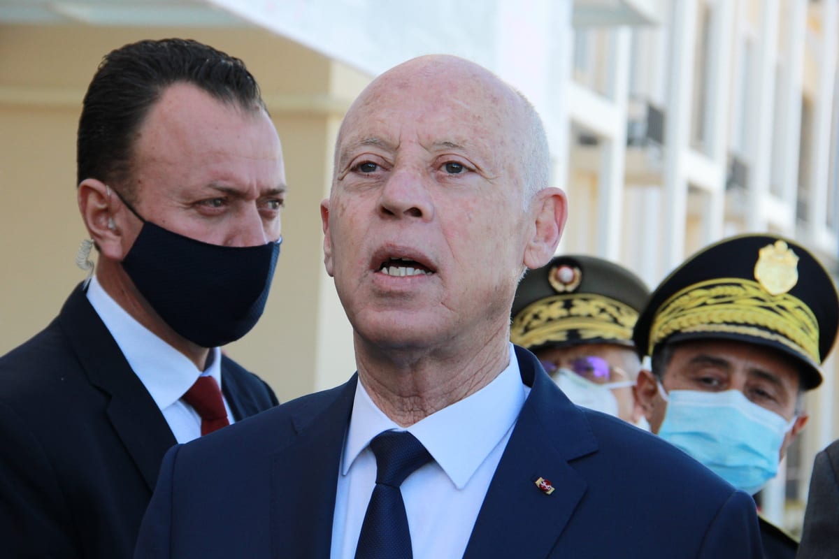 President of Tunisia Kais Saied (C) in Sfax, Tunisia on 10 December 2020 [Houssem Zouari/Anadolu Agency]