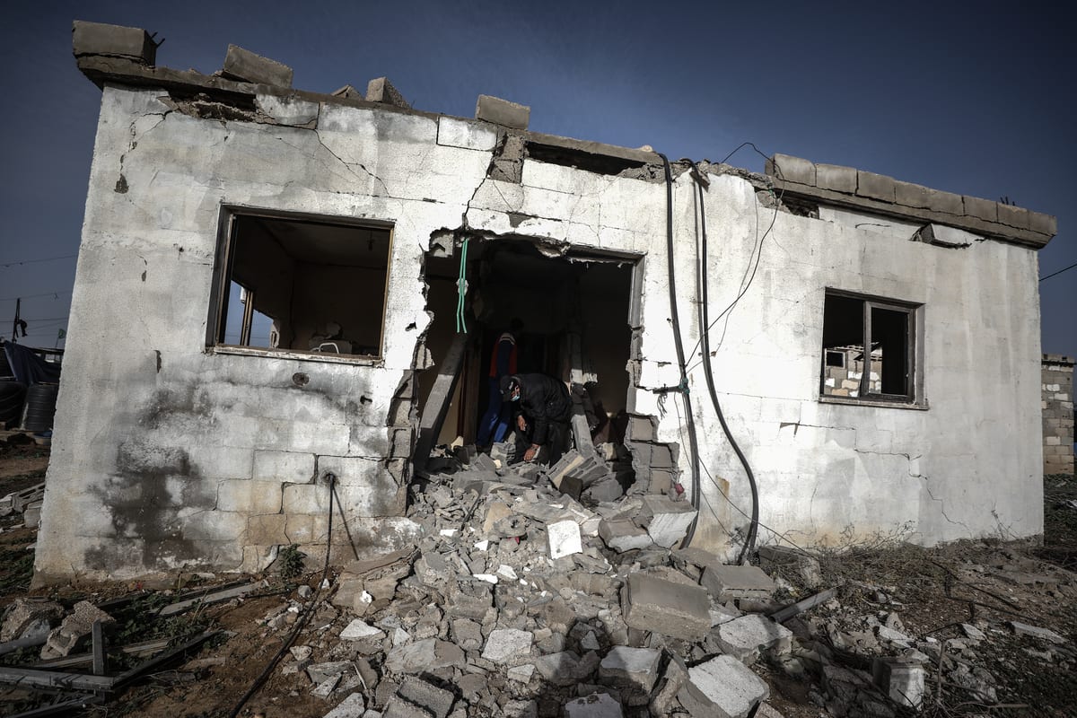 GAZA CITY, GAZA - DECEMBER 15: A view of demolished Palestinian family's house is seen after Israeli artillery shell hit it as the members of An-Nasr family were not luckily at home during the attack in Hajar al-Dik village, Gaza City, Gaza on December 15, 2020. After the attack the house becomes dysfunctional. ( Ali Jadallah - Anadolu Agency )