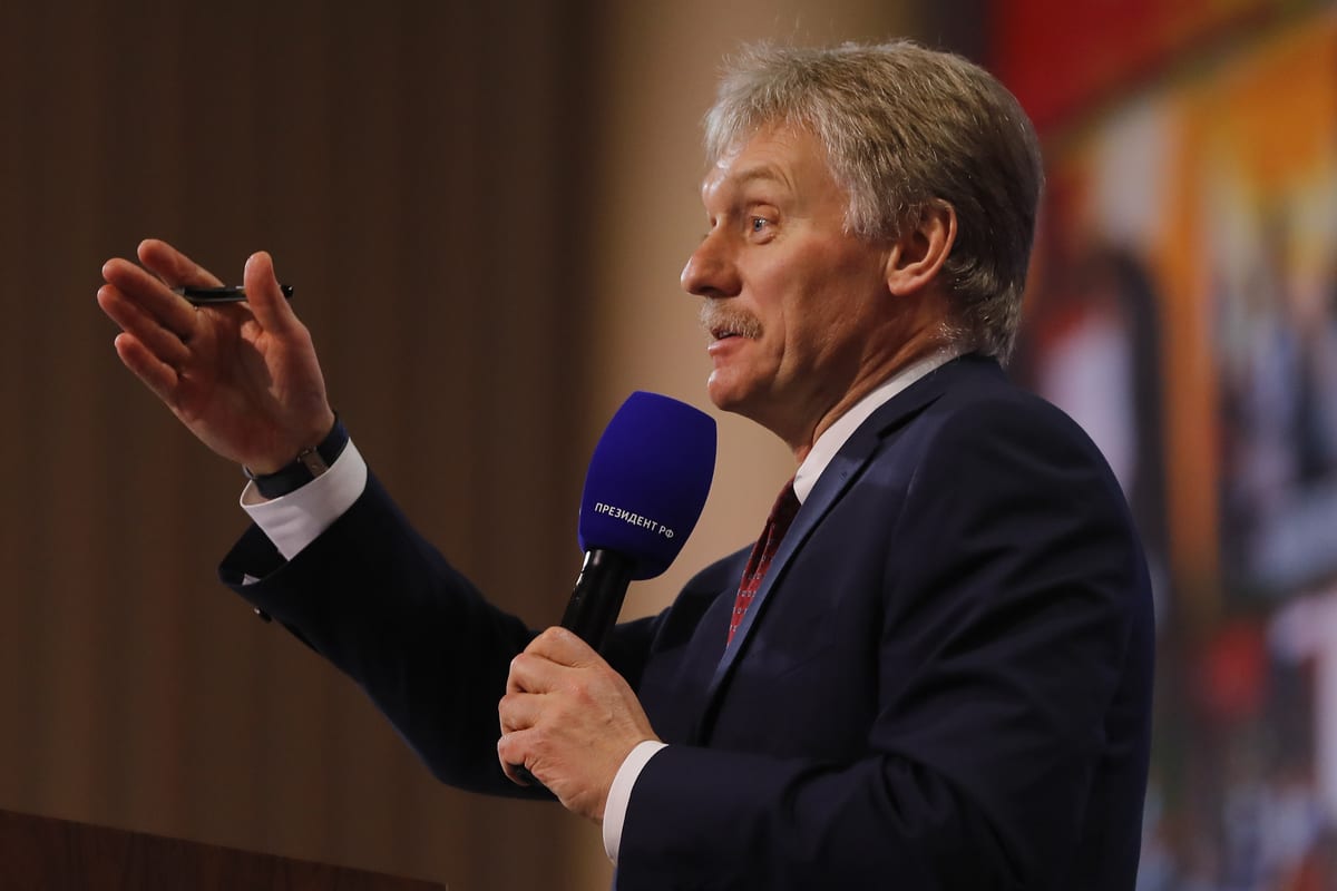 Kremlin spokesman Dmitry Peskov is seen as a moderator of Russian President Vladimir Putin's annual press conference in Moscow, Russia on December 17, 2020 [Sefa Karacan - Anadolu Agency]