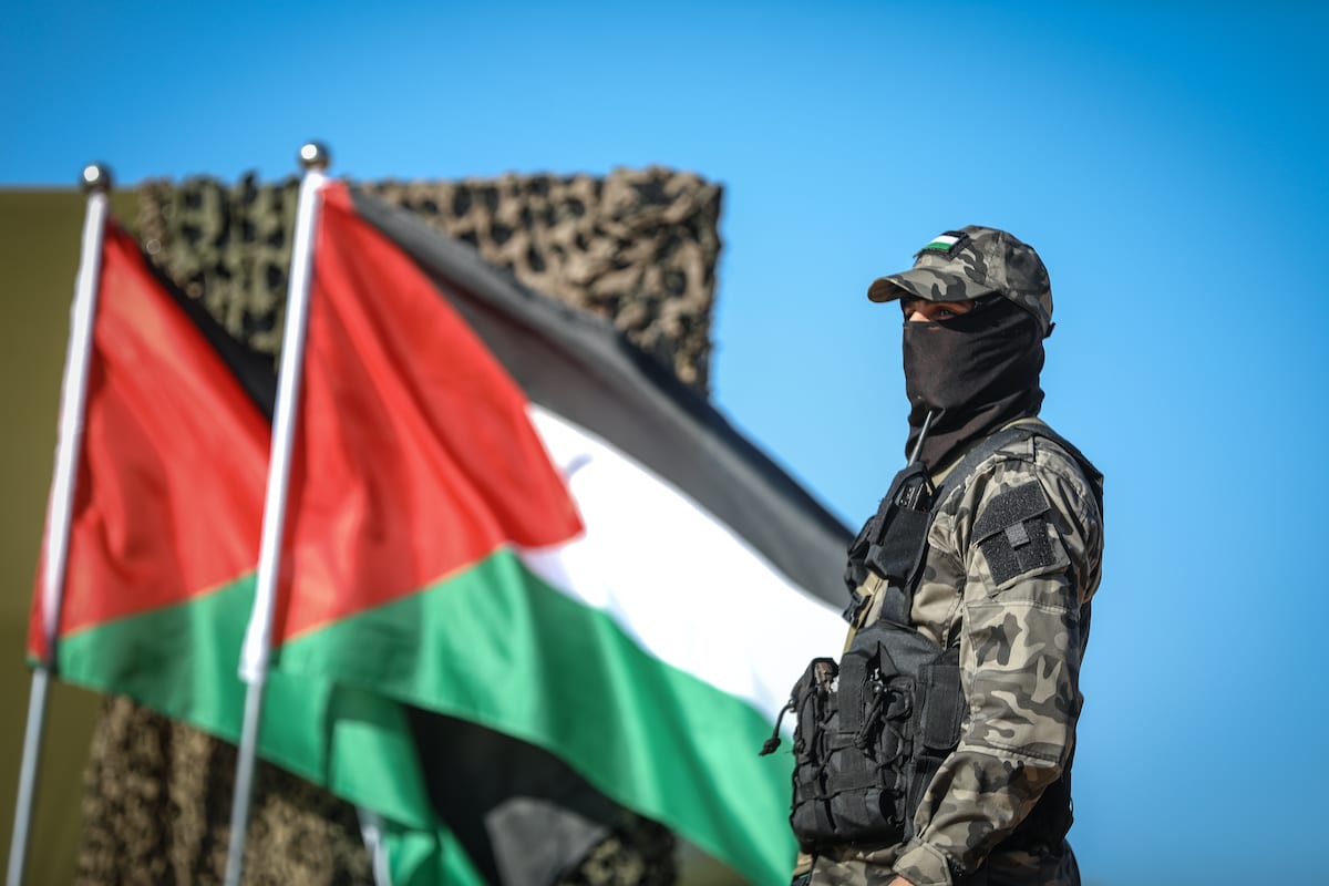 Military wings of Palestinian groups in the Gaza Strip take part in a joint military exercise, on December 29, 2020 in Gaza City, Gaza [Ali Jadallah - Anadolu Agency]