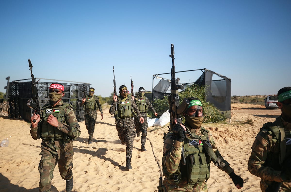 "Hard Corner" joint military drill organized by the armed wings of Palestinian groups held in Gaza Strip on 29 December 2020. [Mustafa Hassona - Anadolu Agency]