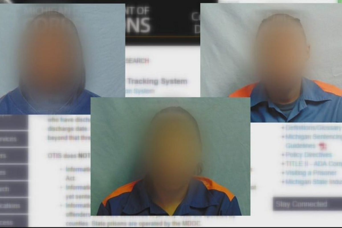 Blurred photos of Muslim women inmates who were allegedly forced to remove their hijabs for their ID photos