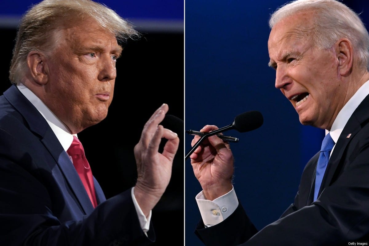 Former US President Donald Trump (L) and then-Democratic Presidential candidate and former US Vice President Joe Biden on October 22, 2020 [BRENDAN SMIALOWSKI,JIM WATSON/AFP via Getty Images]
