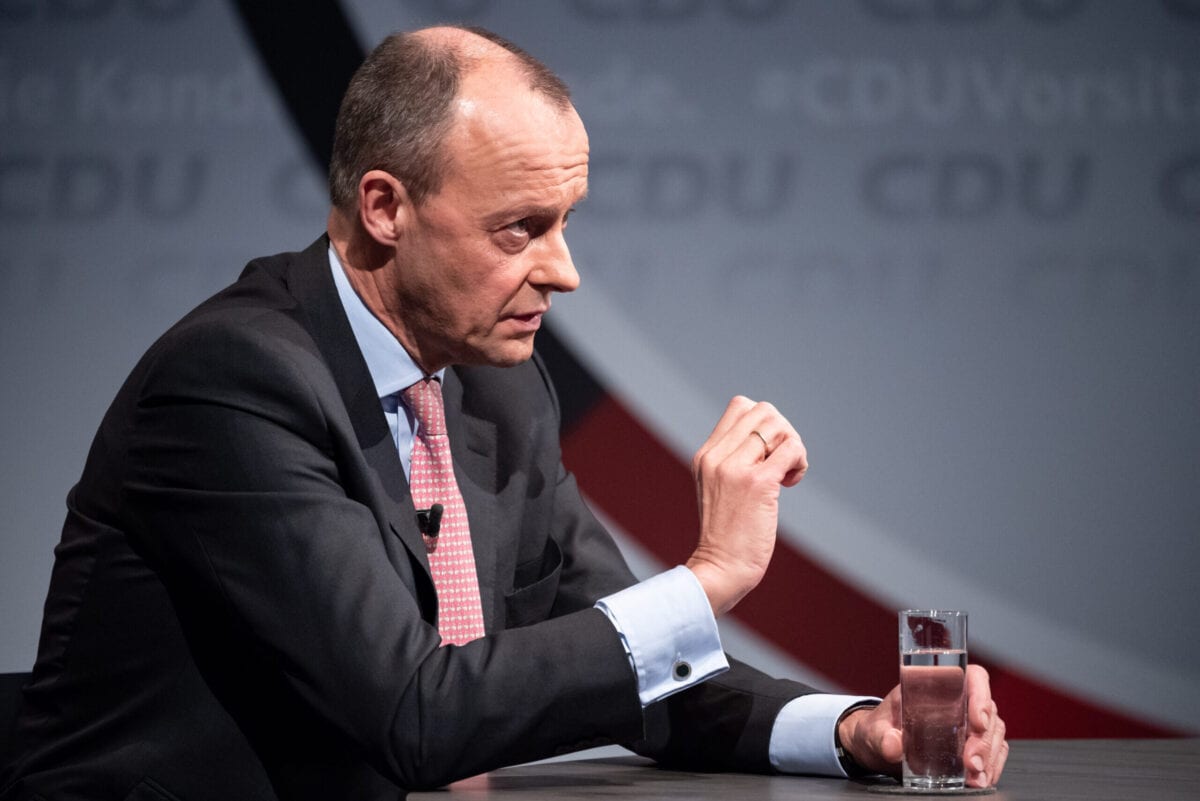 BERLIN, GERMANY - DECEMBER 14: Friedrich Merz, one of the three current candidates vying for the leadership post of the German Christian Democrats (CDU), attends a streamed question and answer session with CDU members at CDU headquarters during the coronavirus pandemic on December 14, 2020 in Berlin, Germany. The CDU is scheduled to elect a new leader in January. (Photo by Bernd von Jutrczenka - Pool/Getty Images)