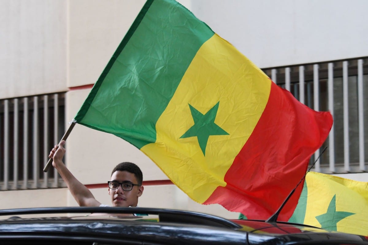 A supporter waves the Senegalese national flag on 14 July 2019 [SEYLLOU/AFP/Getty Images]