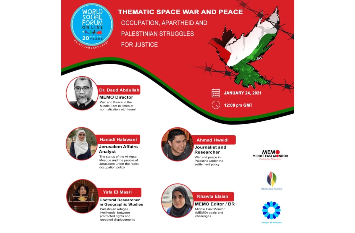 Thematic space war and peace: Occupation, Apartheid and Palestinian struggles for justice