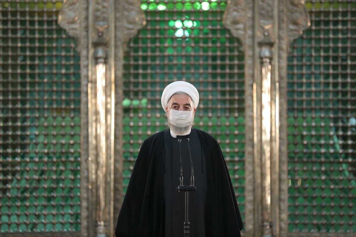 Iranian President Hassan Rouhani makes a statement on Iranian Presidential elections which will be held on June 18 during the ceremony held at the tomb of Ayatollah Ruhollah Khomeini in Tehran as part of the celebration of the 42nd anniversary of the revolution in Tehran, Iran on 1 February 2021. [Iranian Presidency / Handout - Anadolu Agency]