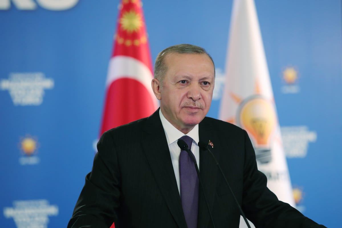 Turkish President and leader of the Justice and Development Party (AK Party) Recep Tayyip Erdogan in Ankara, Turkey on 1 February 2021 [Murat Kula/Anadolu Agency]