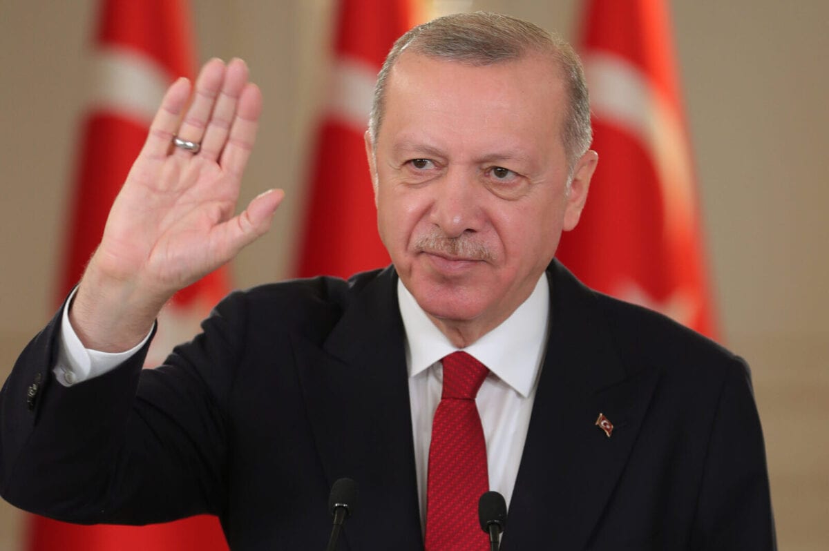 Turkish President Recep Tayyip Erdogan attends the Observer Day activity of Blue Homeland-2021 Exercise, via video conference call at the Vahdettin Pavilion in Istanbul, Turkey on March 06, 2021 [Mustafa Kamacı / Anadolu Agency]