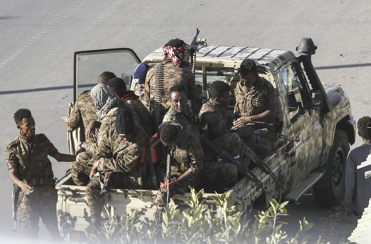 Units of Ethiopian army patrol the streets of Tigray region, in northern Ethiopia on 7 March 2021 [Minasse Wondimu Hailu/Anadolu Agency]