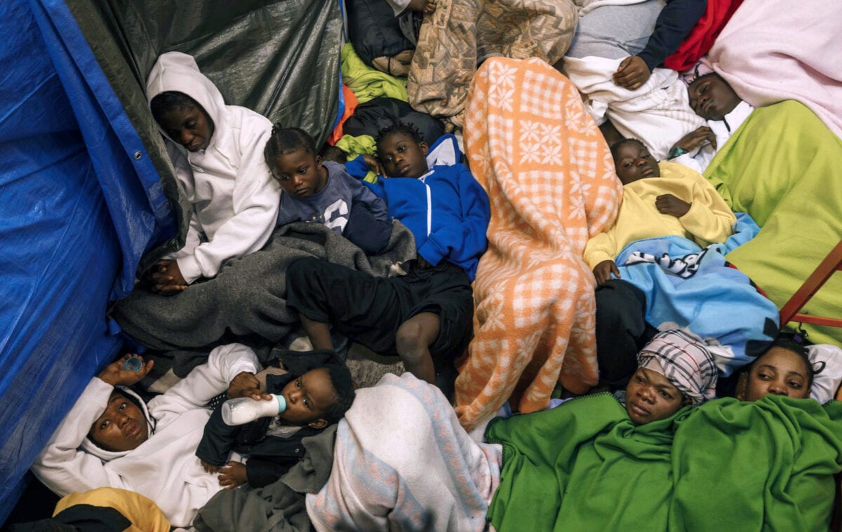 A group of migrants wake up on board the Spanish NGO Maydayterraneo's Aita Mari rescue boat early on February 10, 2020 [PABLO GARCIA/AFP via Getty Images]