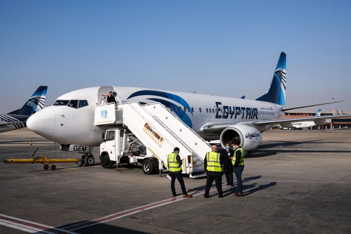 An Egypt Air Boeing 737 aircraft on the tarmac at Cairo International Airport on January 15, 2021 [AMIR MAKAR/AFP via Getty Images]