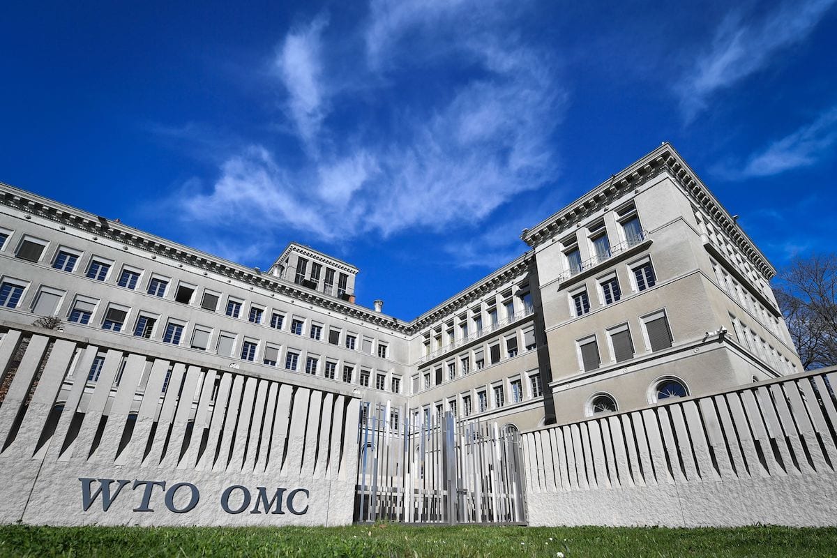 The World Trade Organization (WTO) headquarters are seen in Geneva on April 12, 2018. [FABRICE COFFRINI/AFP via Getty Images]