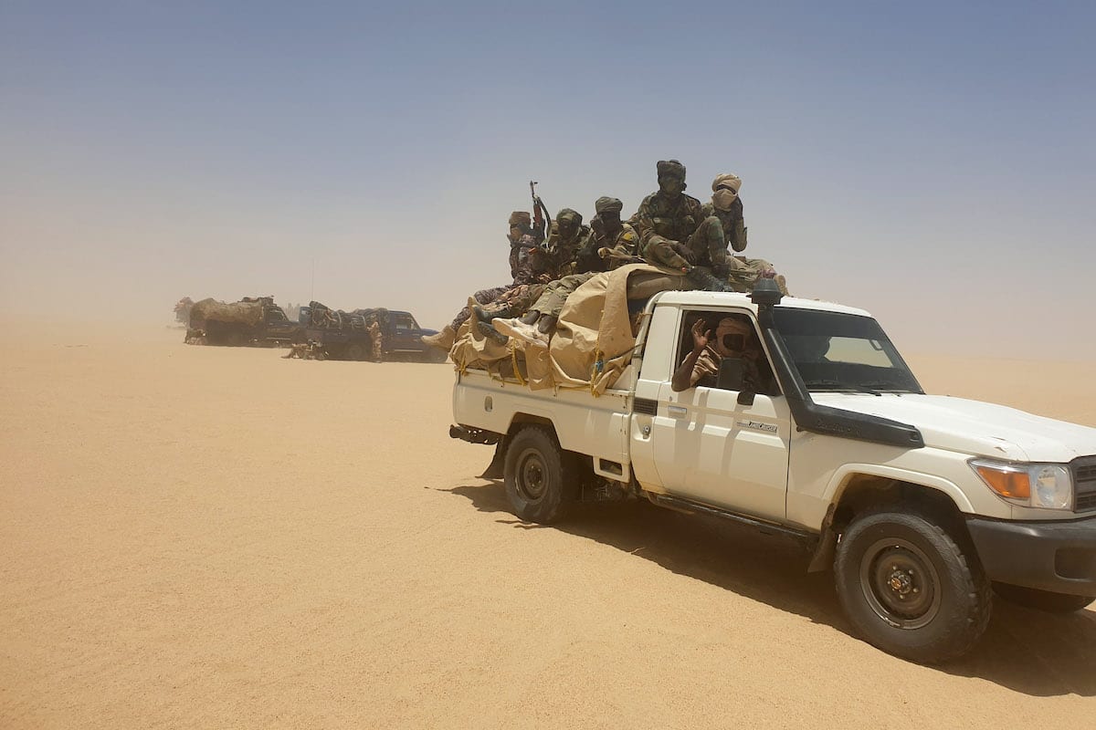 Chadian Army members are seen during an operation against rebels in Ziguey, Kanem Region, Chad on April 19, 2021 [Abdoulaye Adoum Mahamat - Anadolu Agency]