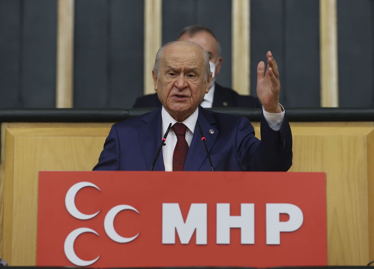 Turkey's Nationalist Movement Party (MHP) Leader Devlet Bahceli in Ankara, Turkey on 20 April 2021 [Erçin Ertürk/Anadolu Agency]
