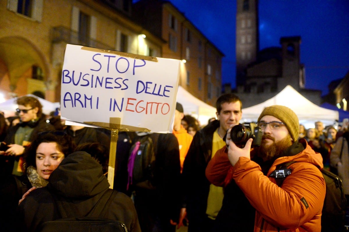 Thousands of Italian students protest against arms sale to Egypt in Bologna, Italy on 17 February 2020 [Roberto Serra/Iguana Press/Getty Images]