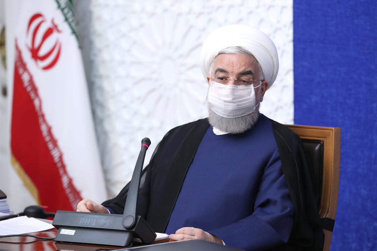 Iranian President Hassan Rouhani speaks during Economic Coordination Center meeting in Tehran, Iran on May 23, 2021 [Iranian Presidency/Anadolu Agency]