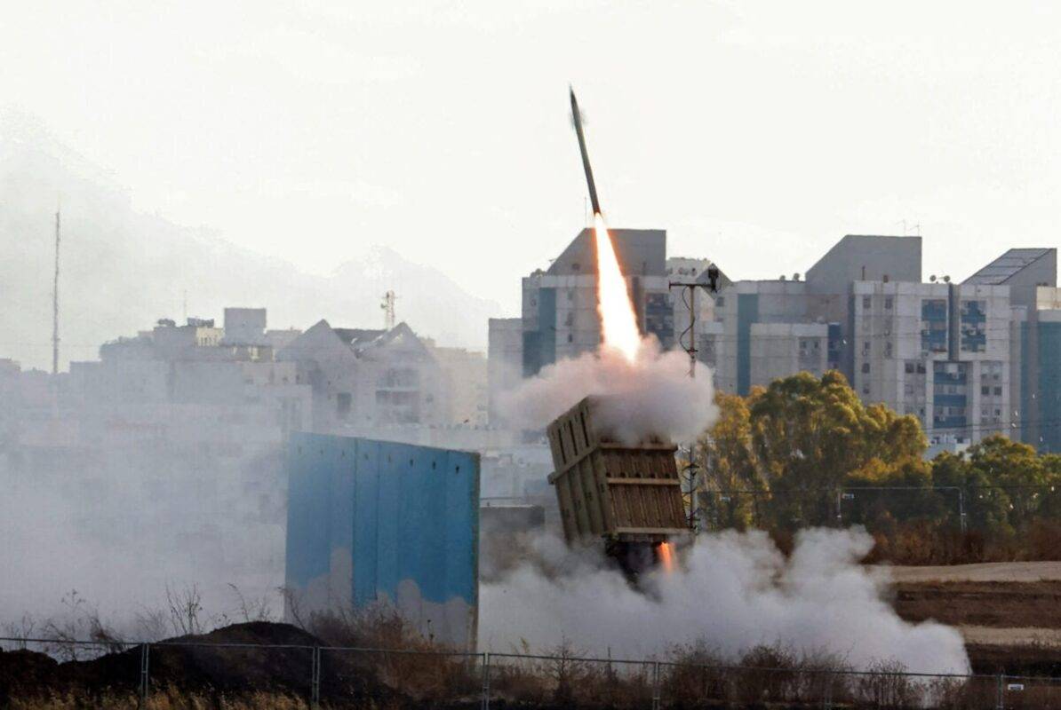 Israel's Iron Dome aerial defence system is launched above the southern Israeli city of Ashdod on May 17, 2021 [AHMAD GHARABLI/AFP/Getty Images]