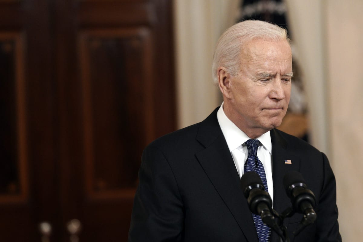 US President Joe Biden departs after speaking in the Cross Hall of the White House in Washington, DC, US, on Thursday, 20 May 2021. [Yuri Gripas/Abaca/Bloomberg via Getty Images]
