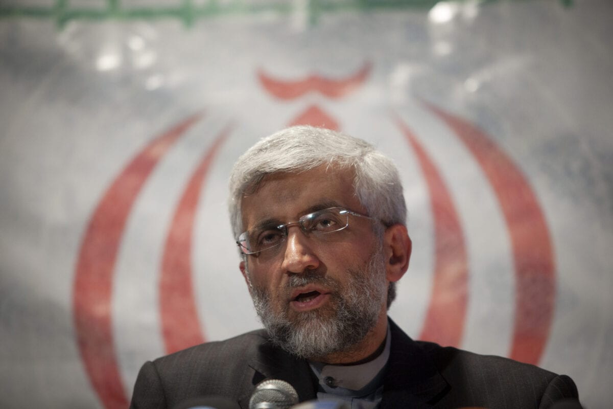 TEHRAN, IRAN - MAY 29: Iran's top nuclear negotiator and presidential candidate for the upcoming elections, Saeed Jalili, addresses a campaign rally, attended by his female supporters on May 29, 2013 in Tehran, Iran. Jalili, who is running in next month's presidential elections says he will promote a policy of resistance against the West if elected. The elections are scheduled for June 14 and Jalili has stated that he wishes to revive policies of the 1979 Islamic revolution that brought clerics to power. (Photo by Majid Saeedi/Getty Images)
