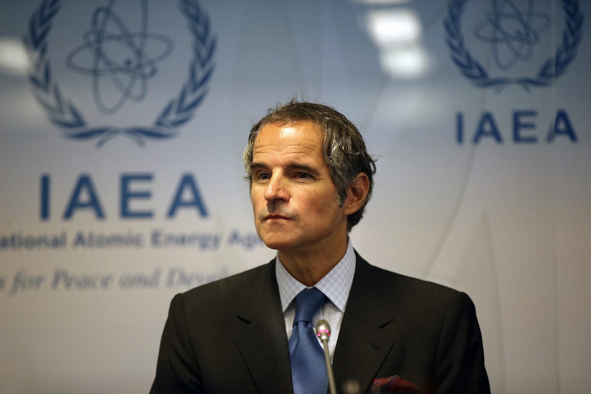 Director general of the International Atomic Energy Agency (IAEA), Rafael Mariano Grossi speaks during a press conference in Vienna, Austria on June 07, 2021 [Aşkın Kıyağan / Anadolu Agency]