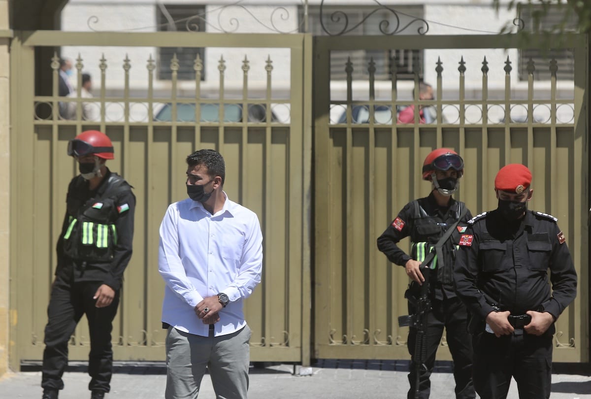 Security measures outside the State Security Court as Jordan begins trial of alleged April coup attempt which former Crown Prince Hamzah bin Al-Hussein was involved, in Amman, Jordan on June 21, 2021 [Mohamad Salaheddin/Anadolu Agency]