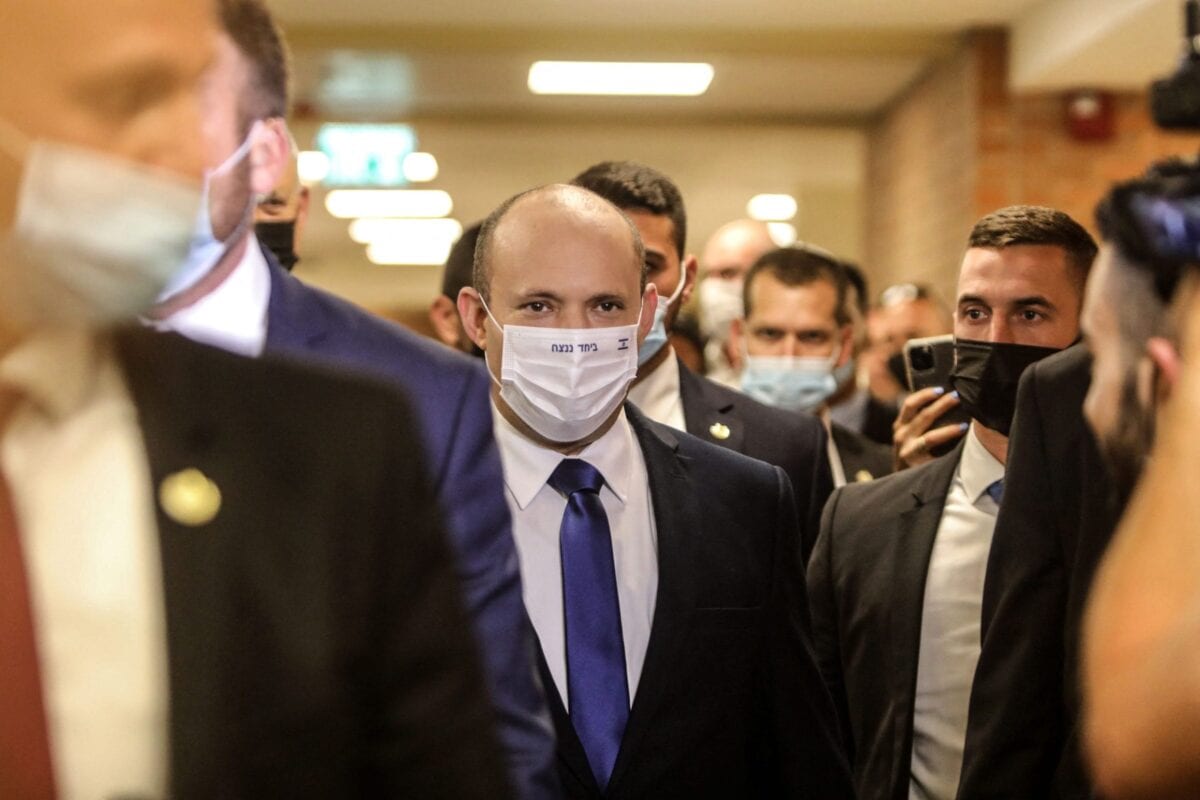 Naftali Bennett, Israeli parliament member from the Yamina party, arrives to attend a parliamentary meeting at the Knesset in Jerusalem, ahead of a vote on a new government, on June 13, 2021 [GIL COHEN-MAGEN/AFP via Getty Images]