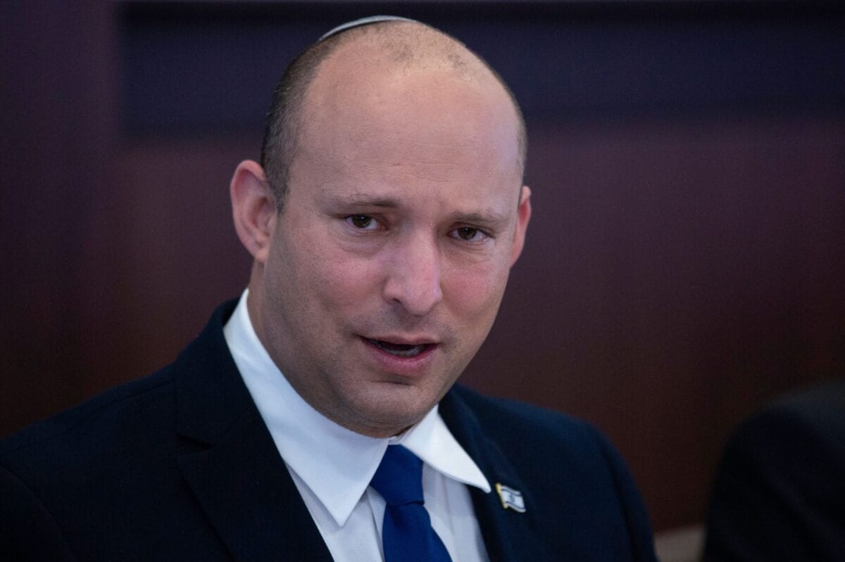 Israeli Prime Minister Naftali Bennett speaks as he chairs the weekly cabinet meeting in Jerusalem, on June 27, 2021 [MAYA ALLERUZZO/POOL/AFP via Getty Images]