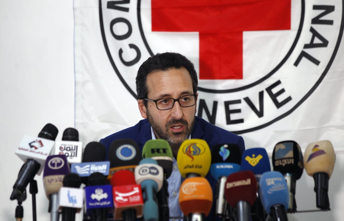 Robert Mardini, head of the International Committee for the Red Cross (ICRC) Middle East and North Africa operations, speaks at a press conference in the Yemeni capital Sanaa on July 27, 2017. [MOHAMMED HUWAIS/AFP via Getty Images]