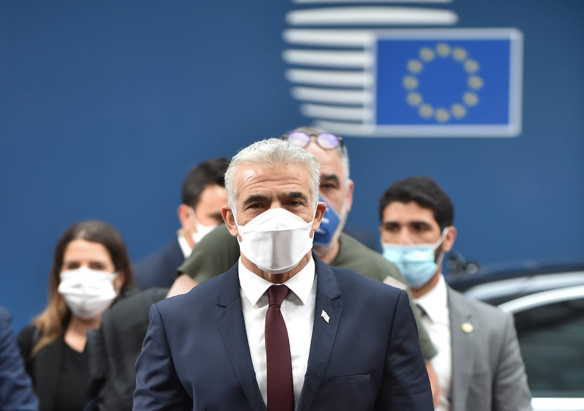 Israeli Foreign Minister Yair Lapid in Brussels, Belgium on 12 July 2021 [European Council/Anadolu Agency]