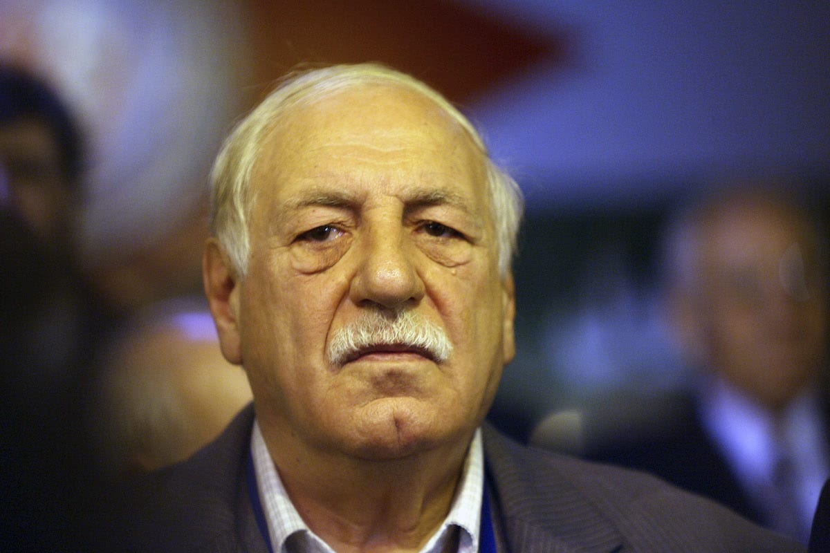 Ahmed Jibril, the Secretary General of the Popular Front for the Liberation of Palestine General Command attends the opening of the National Palestinian Meeting in Damascus, Syria January 23, 2008. [Salah Malkawi/ Getty Images]