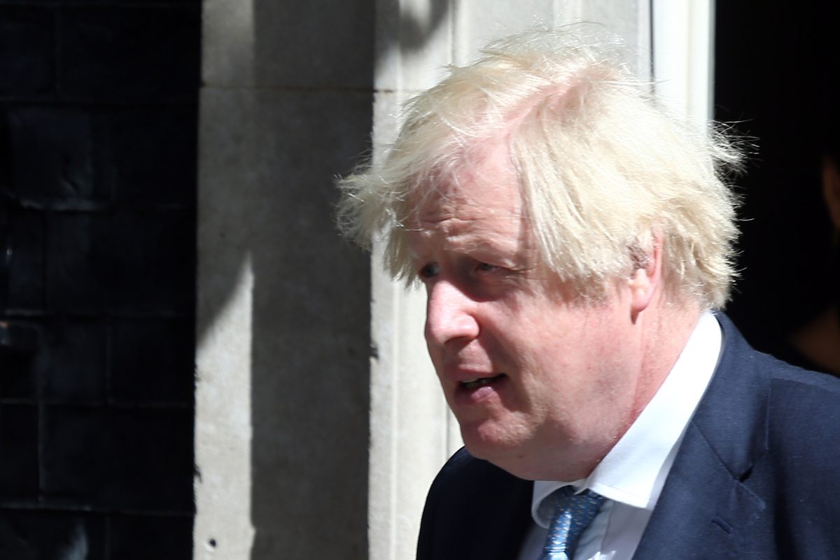 LONDON, UNITED KINGDOM - JULY 29: UK Prime Mxinister Boris Johnson poses with electric cars outside 10 Downing Street in London, United Kingdom on July 29, 2021. ( Tayfun Salci - Anadolu Agency )