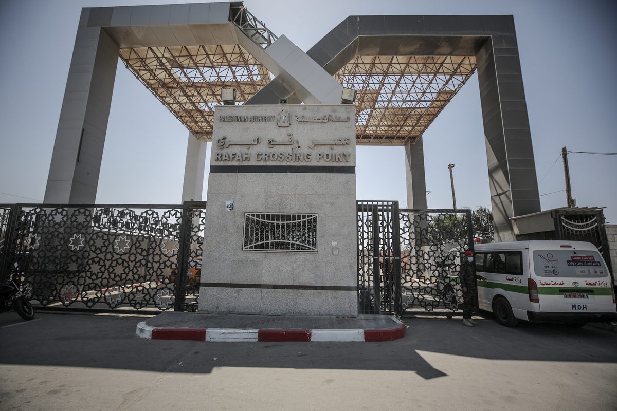 A view of the entrance of Rafah Crossing Point in Gaza on 29 August 2021 [Ali Jadallah/Anadolu Agency]