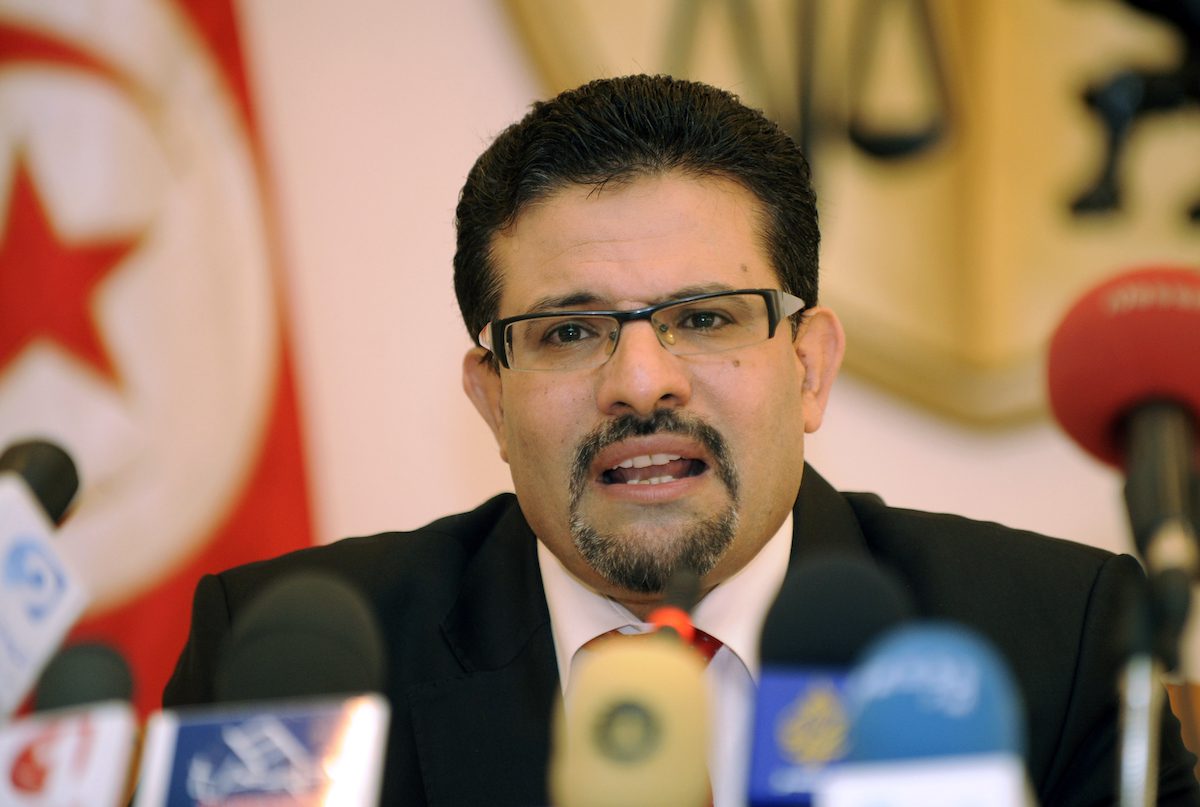 Tunisian Foreign Minister Rafik Abdessalem speaks with journalists during a press conference on 8 August 2012 in Tunis [FETHI BELAID/AFP/GettyImage]