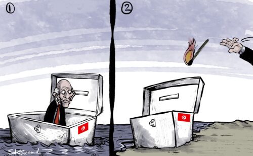 Is Tunisia slipping into a dangerous pitfall?- Cartoon [Sabaaneh/MiddleEastMonitor]