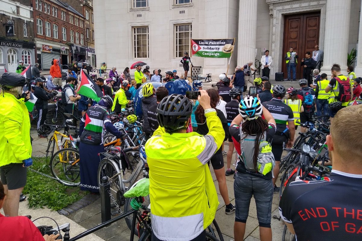Big Ride for Palestine in Luton on 31 July 2021 [annamacchomeop/Twitter]